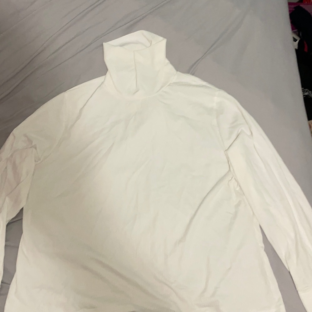 Two-piece dress with slit/ white long sleeve shirt